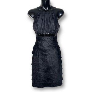 NWT Vintage Y2K Cache Size 4 Black Halter Neck Beaded Tiered Event Dress $178
